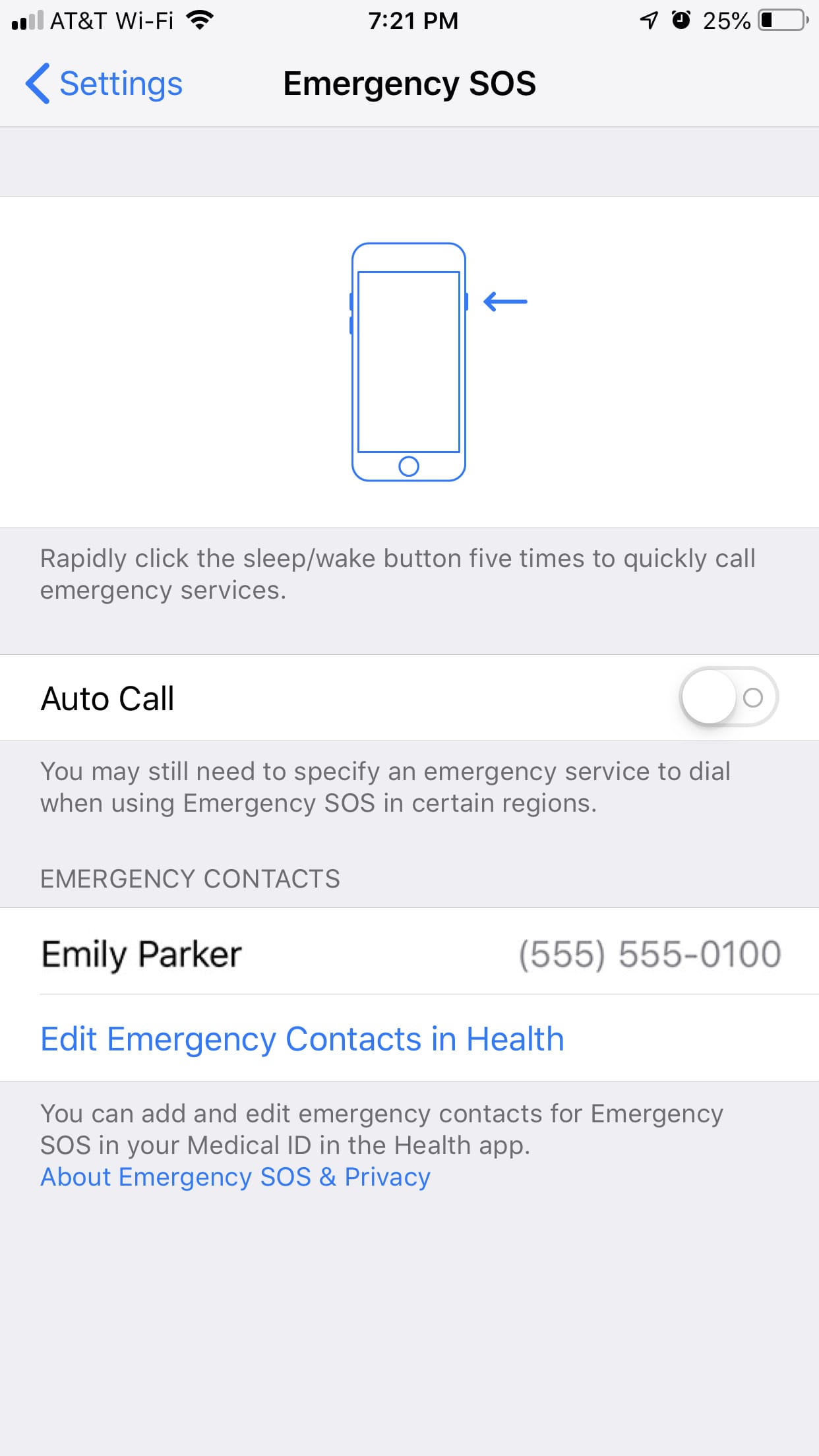 iPhone 7 and earlier Emergency SOS Settings