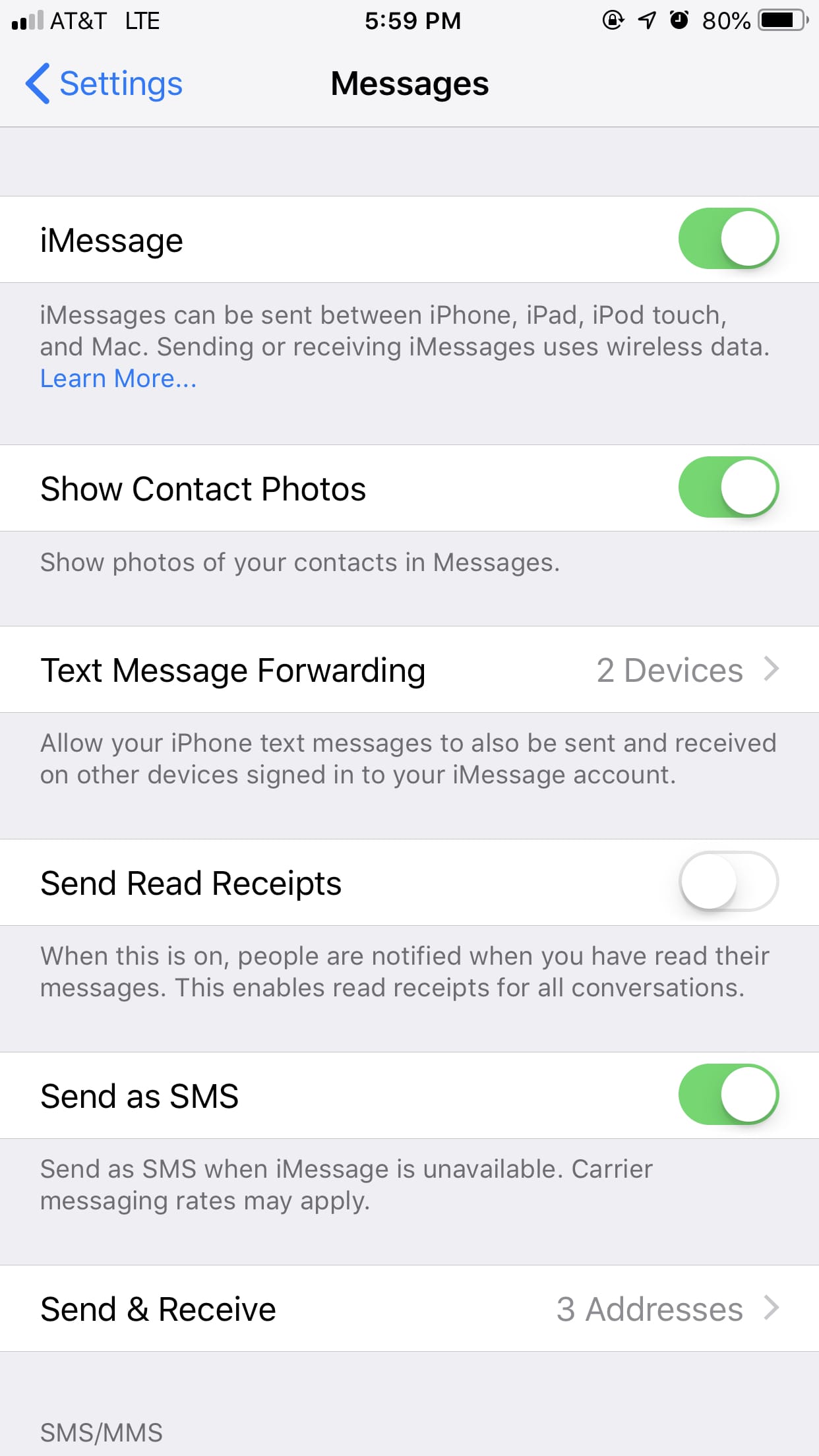 iMessage Settings-iOS
