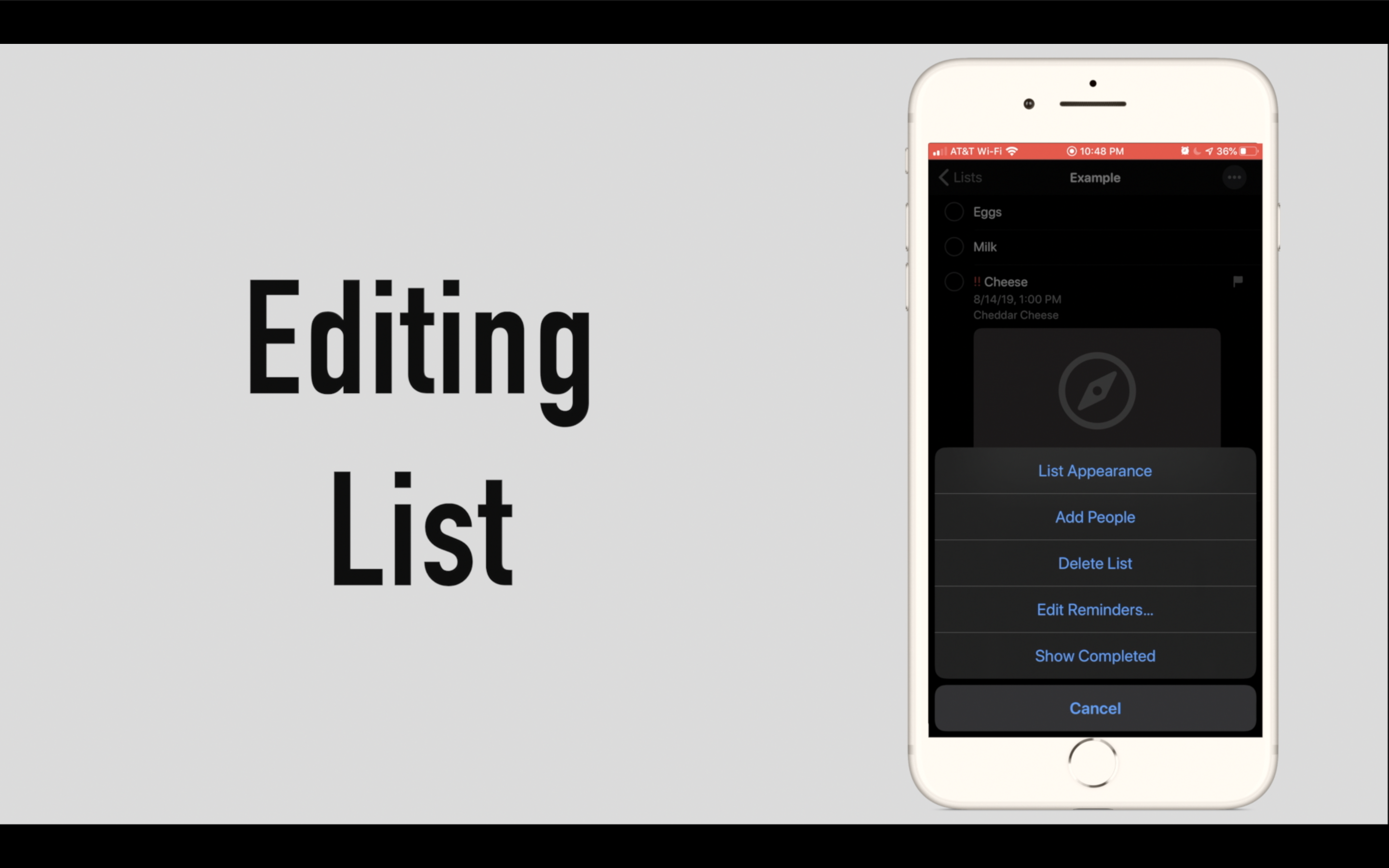 iOS 13 Reminders-Editing Reminders List