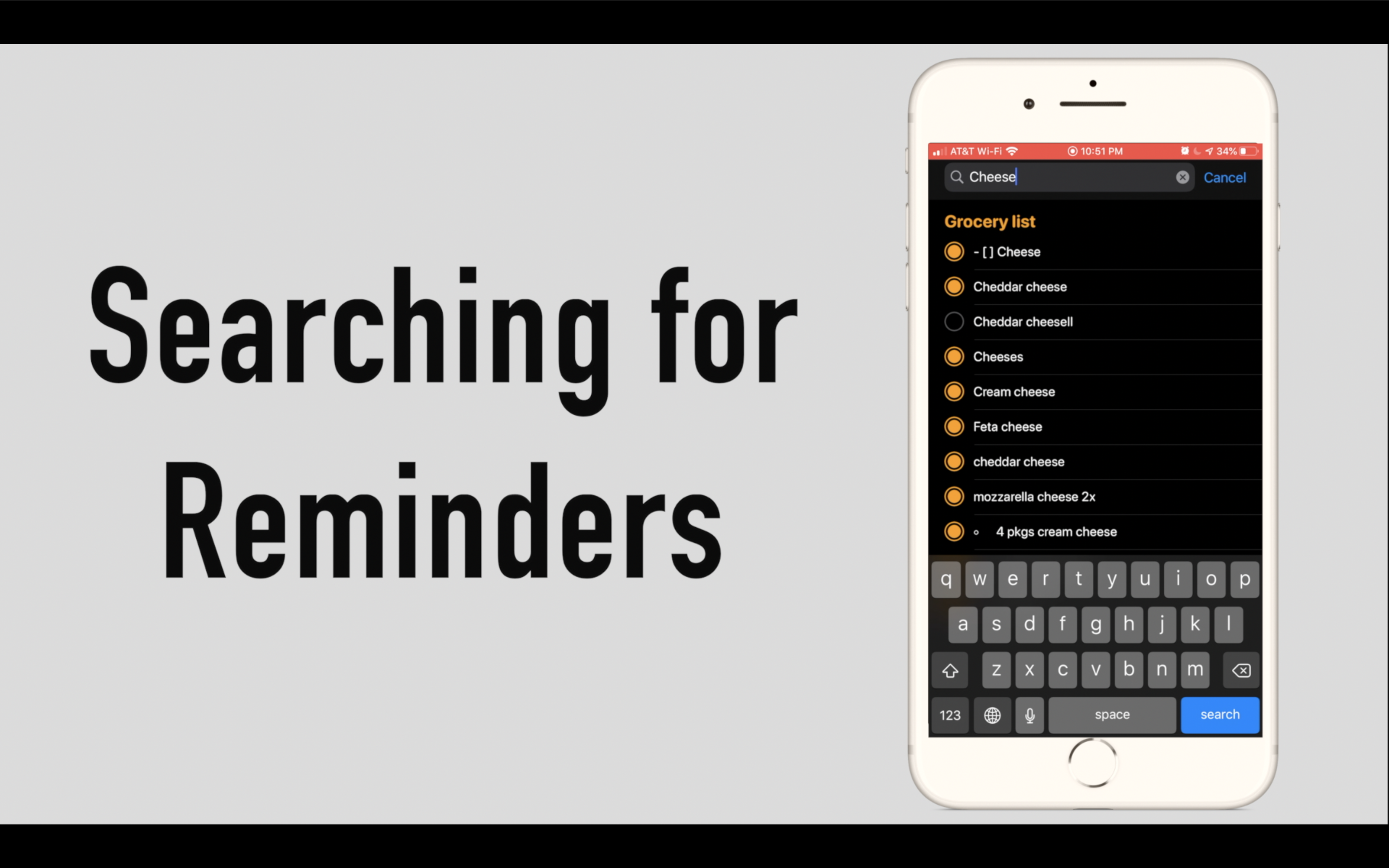 iOS 13 Reminders-Searching For Reminders